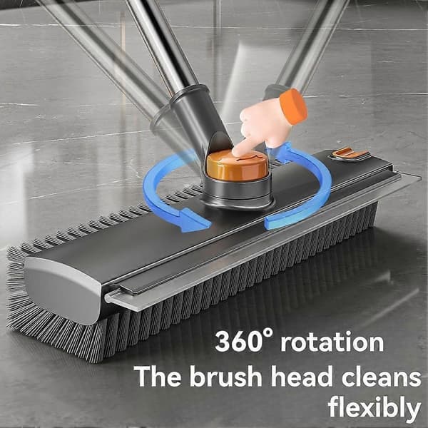 Floor Scrub Brush Scraper Broom for Cleaning, 3 in 1 Shower Scrubber for Tile Wall Balcony Grey Stiff Floor Brush