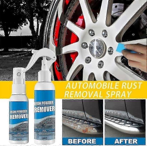 Bil Rustfjerner Spray, Jernpulverfjerner, Rustfjerner for Bilhjul, Bil Rustfjerningsspray 100ml/ 1 pièce 30ml