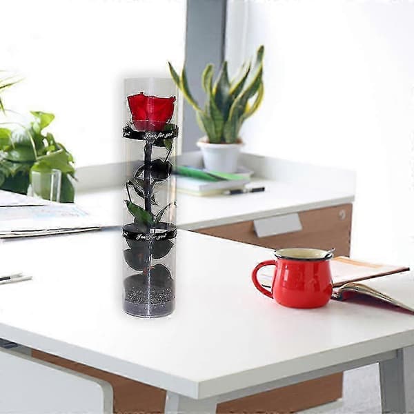 Glasoverdækket Evighedsrose - Luksus Gave med Konserveret Blomst red