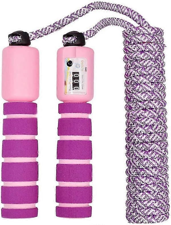 Hopprep för barn med räknare, justerbart hopprep (lila med rosa)