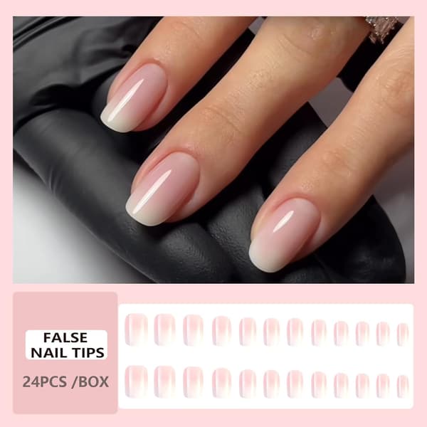 Franska lösnaglar Medium, 24 st Gradient Vit Rosa Franska Lösnaglar