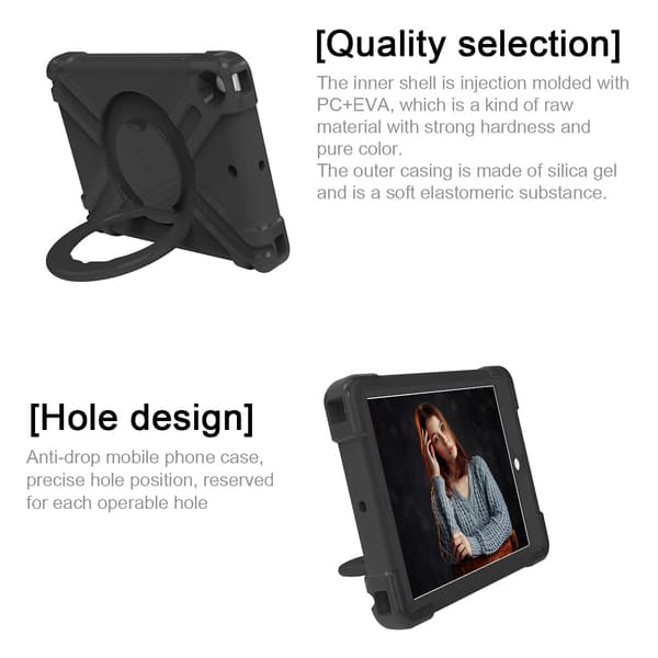 Børnecover roterbart stativ, iPad 10.2 / 10.5 / Air 3, sort Sort Svart Silikon/Gummi