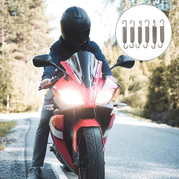6 stk. fuldt roterbare monteringsfjedre til motorcykeludstødningssystem