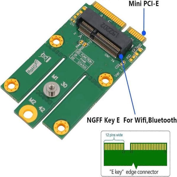 M.2 (NGFF Key E) till MPCIe (PCIe+USB) Adapter pcie WiFi m.2 pcie Adapter