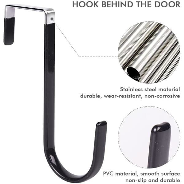 4 pcs Black Clothes Racks for Doors Without Drilling Z-shaped Door Hook with