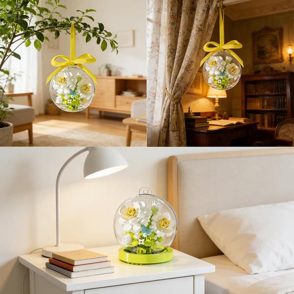 Konstruksjonselementer for montering av kunstige blomster, krystallkuler, planter og blomster