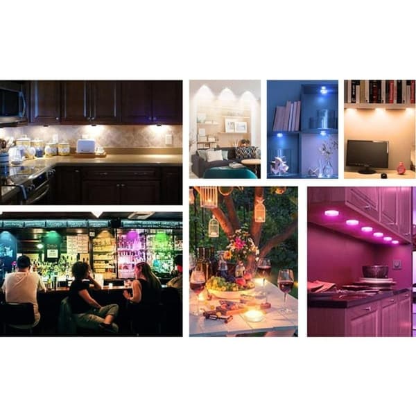 LED Spotlight 6 pcs with 2 Remote Controls RGB Design Many Colors White