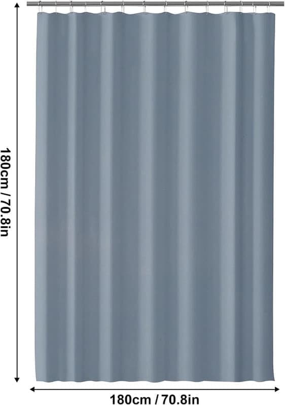 Lollanda Waterproof Shower Curtain 180x180 cm – Solid Color Design, with Hooks, Washable and Quick-Drying Classic Blue Classic Blue