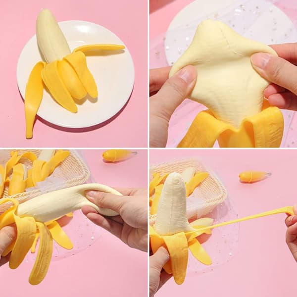 sensoriske fingerspidslegetøj, banan-afslapningslegetøj (gul)