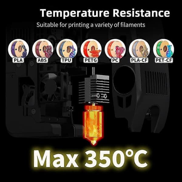 K2 Plus Hotend Keramisk Värmeblockssats 0,4 mm Metall Integrerat Snabbbytesmunstycke 350°C Hög Temp för 3D-skrivardelar Noir