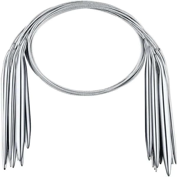 11 Pcs Metal Circular Knitting Needles, 80 cm - Perfect for Knitting Projects Silver Silver Silver one size