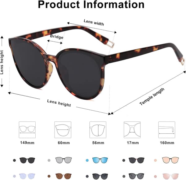 Overdimensionerede runde solbriller til kvinder og mænd Amber Tortoise Grey