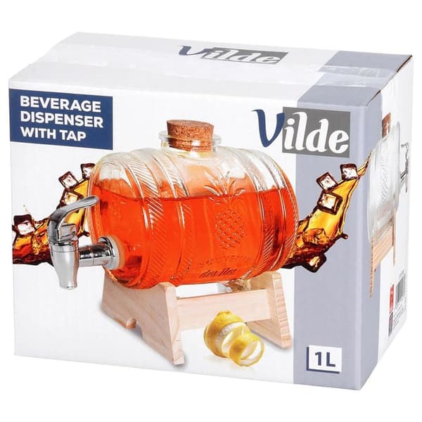 Glassdrikkedispenser med kran, stativ, 1 l 1115