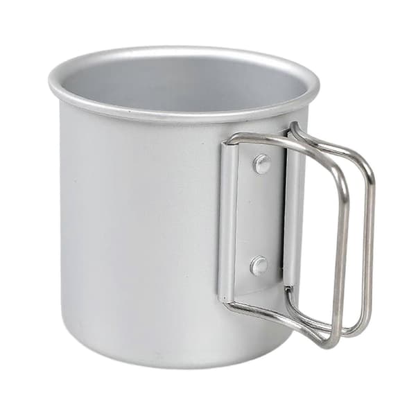 Campingkopp med sammenleggbart håndtak 300ml Enkel å bruke Slitesterk for piknik utendørs Silver