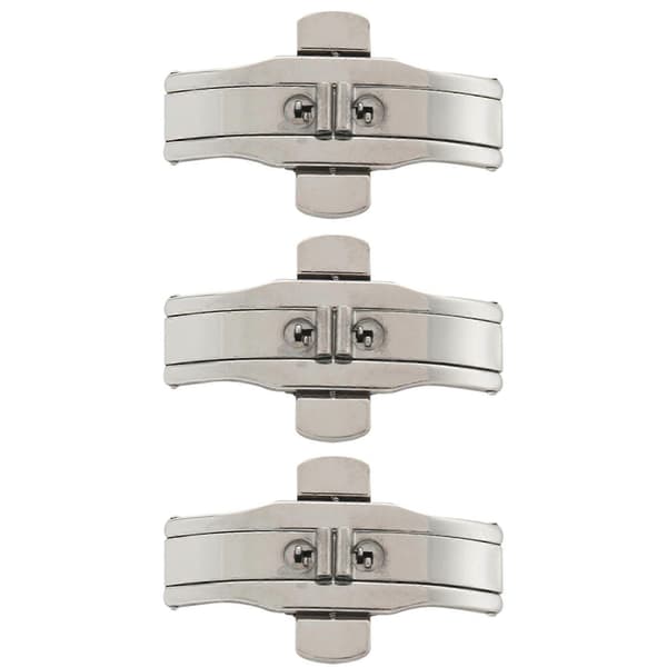 3X Dobbelt trykknap sommerfuglelås spænde sølv til 21 mm urrem Silver