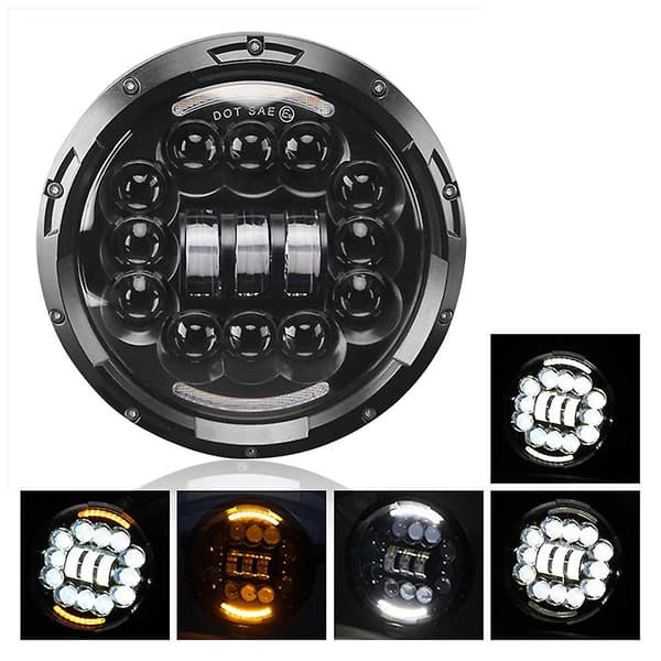 Rund 7-tommer Bil LED Forlygte med 15-perle Høj Effekt Arbejdslys til Lastbil Including Wire 2PCs