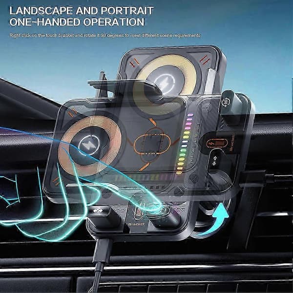 Cool Car Wireless Fast Charging Holder, Smart Induction Rotating Dashboard Car Phone Holder, Car Upgrade.