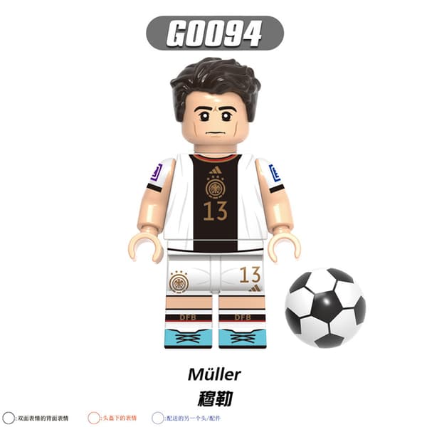 8-pak fodboldhold Messi Neymar byggeklodsfigur