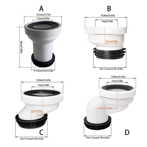 Badeværelse Toilet Rørforbindelser Flush Offset Toilet Flange Fitting Skift Plads Forbindelser til Kar Afløbssystem Shift 5cm