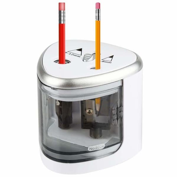 Professional Electric Pencil Sharpener, Automatic Battery Operated Pencil Sharpener with Dual Holes for School, Home, Office, Grey