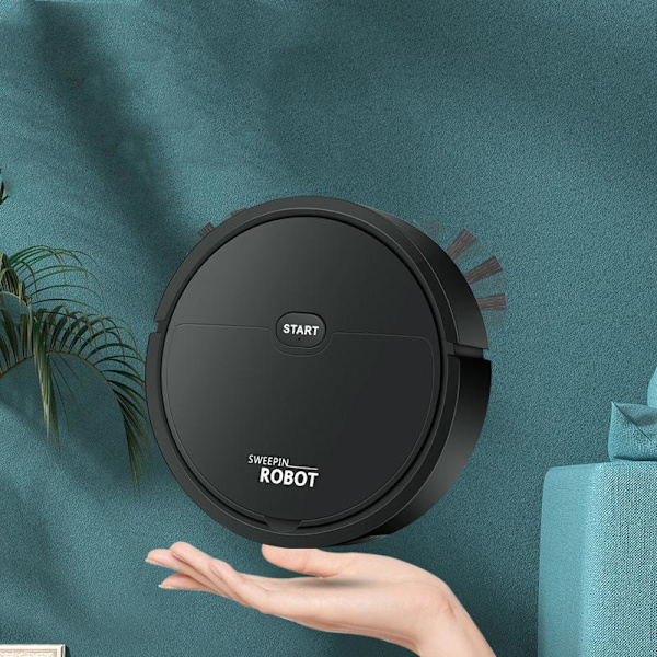 Robot Vacuum Cleaner USB Smart 3-in-1 Suction Sweeping Mopping Function Automatic Vacuum Cleaner for Small Apartments Black