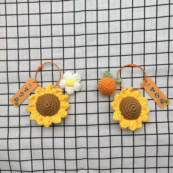 Crochet Sunflower Keychain Key Accessories Sunflower Bag Charm B3