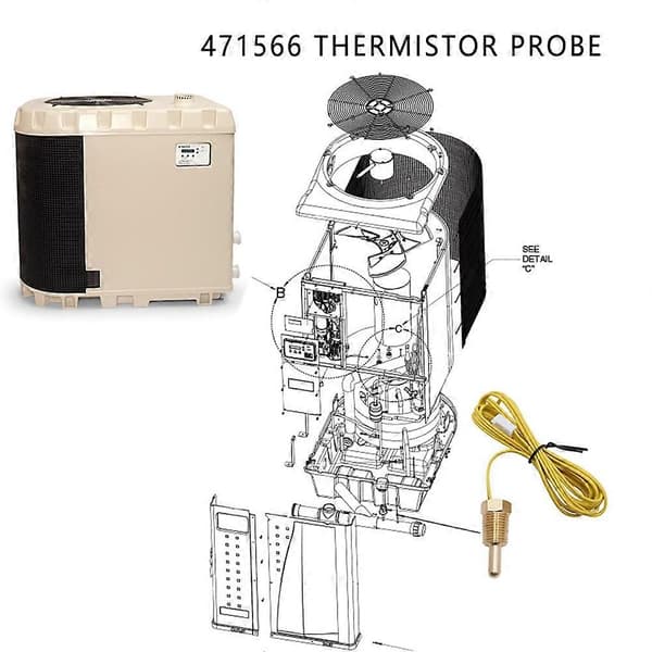 471566 Termistorprobeudskiftning til Pentair Pool Spa Varmelegeme, Temperatursensor Jaune