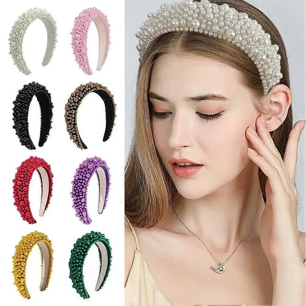 Pärlstavat diadem - Brudstil, 3D-volymgivande, elegant, 1-pack White Onesize