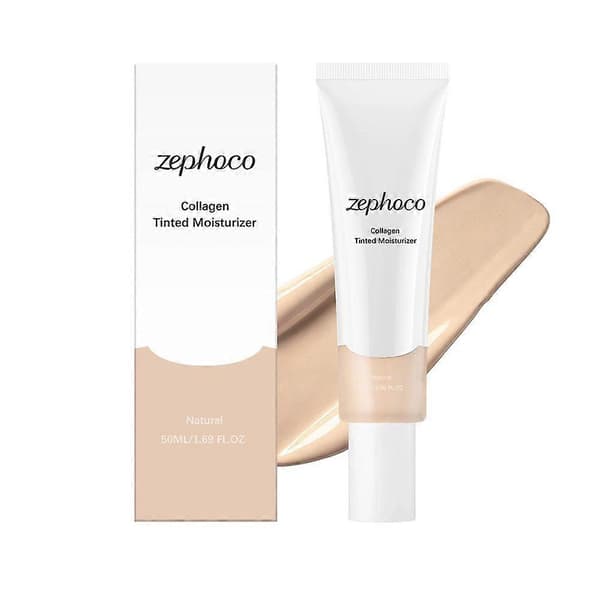 Zephoco Farget Fuktighetskrem Kollageninfundert Hydrerende Foundation Natural 50ml