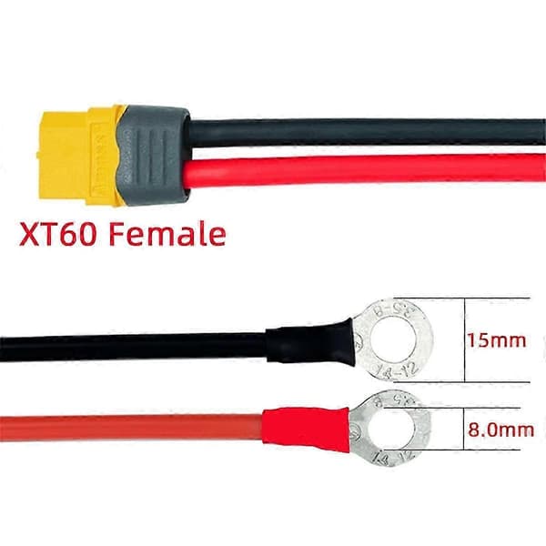 XT60 til O-ring terminalkabel, XT60H hunn til O-ring øyeterminal pluggkabel egnet for RC Lipo-batteri