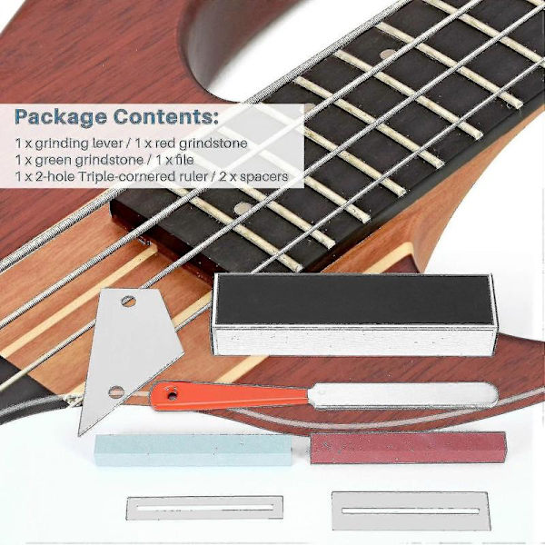Gitarr Luthier Verktyg Inkluderar Bandplaningsbalk, Gitarrbandfil, Vippbräda och Greppbrädesskydd, g