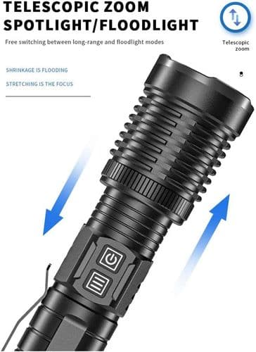 Super Bright 10,000 Lumen XHP99 LED Waterproof Zoomable USB Flashlight