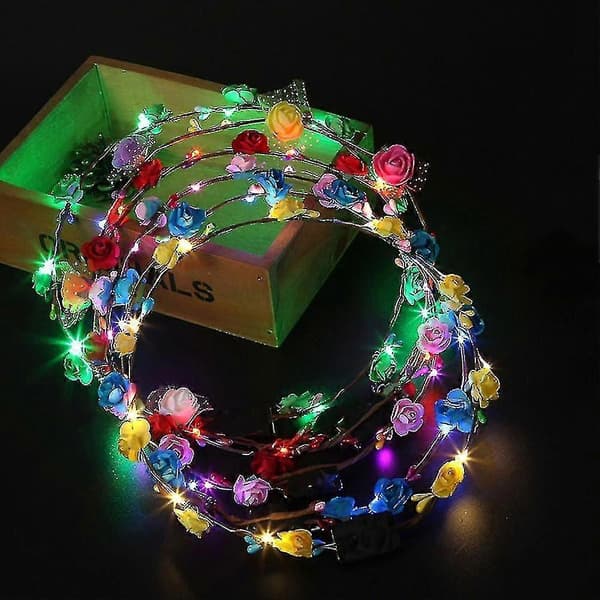 10 stk LED Blomsterkrans Blomsterkrone Lysende Garland Lys Opp Lysende Hodebånd