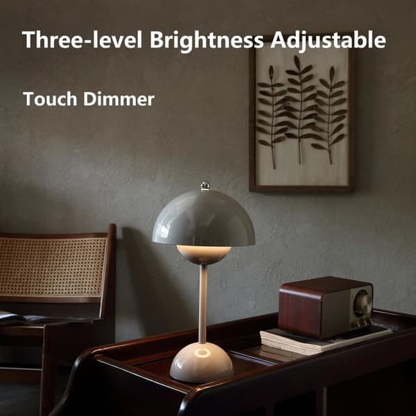 Bud Lamp 30 cm Wireless Touch Lamp Dimmable, 2000mAh Rechargeable Table Lamp, Nordic Bedroom Bedside Lamp Grey Grey