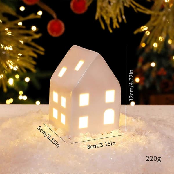 LED-oplyst keramisk dekoration Landskab Oplyst julebyhus Style E Medium