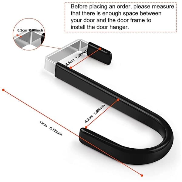 4 pcs Black Clothes Racks for Doors Without Drilling Z-shaped Door Hook with