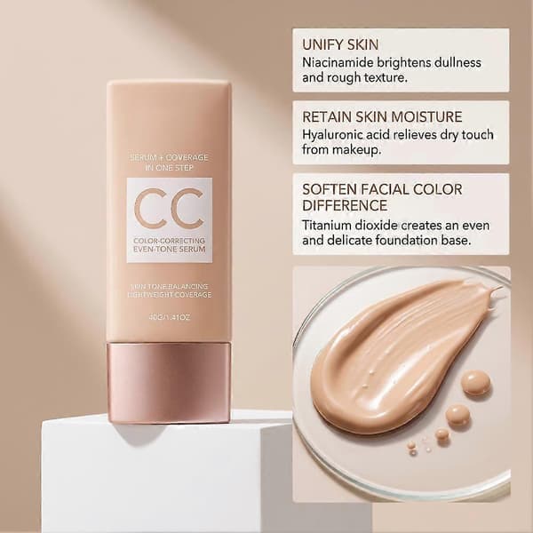 CC Farvekorrigerende Serum til Jævn Hudtone Balancerende Let Dækning Natural 1pcs