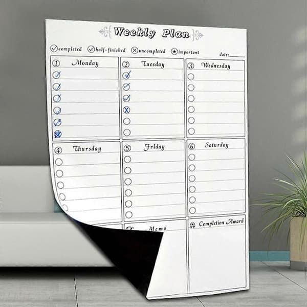 Magnetisk Whiteboard Ukeplanlegger Ukeplanlegger Kjøleskapsmagnet Magnetisk Kjøleskapsplanlegger Ukeplanlegger Kjøleskap