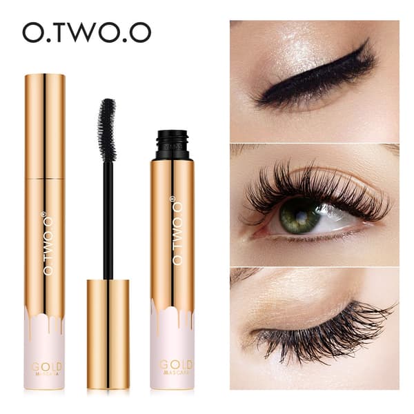 O.TWO.O 3D Mascara Forlengelse Svart Vippe Øyenvippeforlengelse Øyenvipper Børste Skjønnhet Sminke Langvarig Gullfarget Mascara Macara9981