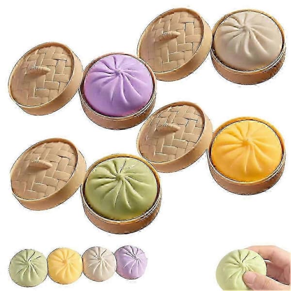 4-delat stort dumpling-squishy-set med ångkokarlådedesign för stresslindring