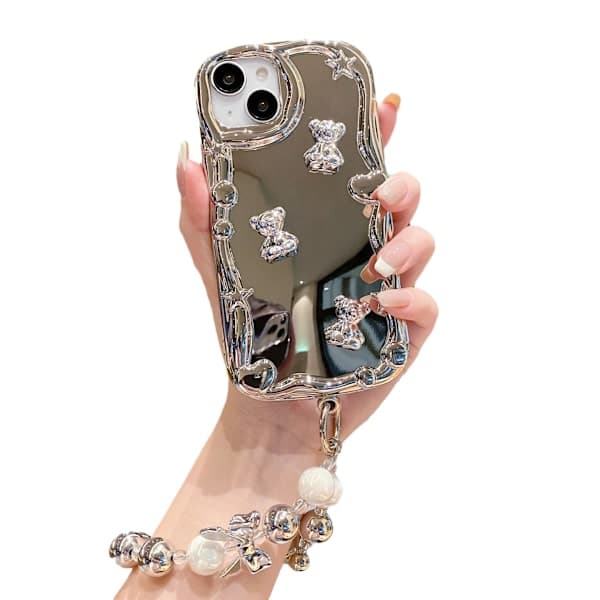 Galvanized Mirror Phone Case, Suitable for iPhone 15 Series Phone Case + Bracelet (iPhone 15 Pro) iPhone 16PROMAX