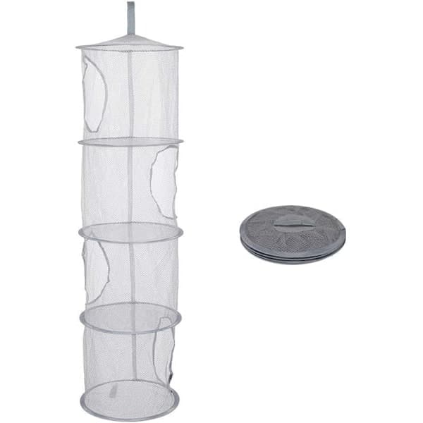 Hanging Storage Net, Hanging Toy Storage, 4-Layer Mesh Storage Basket Foldable Space-Saving Organizer for Soft Toys Clothes