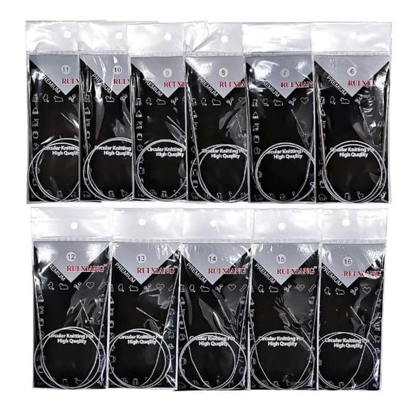 11 Pcs Metal Circular Knitting Needles, 80 cm - Perfect for Knitting Projects Silver Silver Silver one size