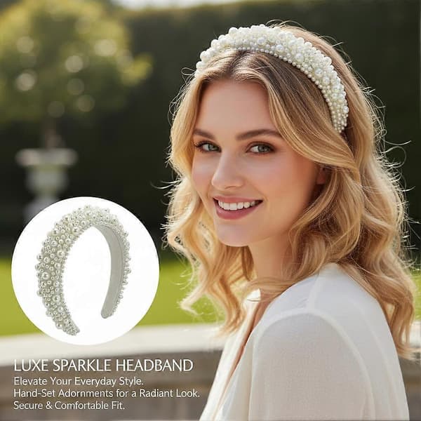 Pärlstavat diadem - Brudstil, 3D-volymgivande, elegant, 1-pack Red Onesize