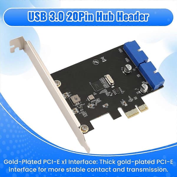 PCI Express USB 3.0 19-bens udvidelseskort PCIE 1X til 2 porte USB 3 19-bens adapter intern USB3 20-ben