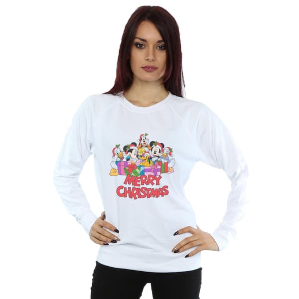 Disney Dame Mickey Mouse og Venner Jule-sweatshirt Hvid White L