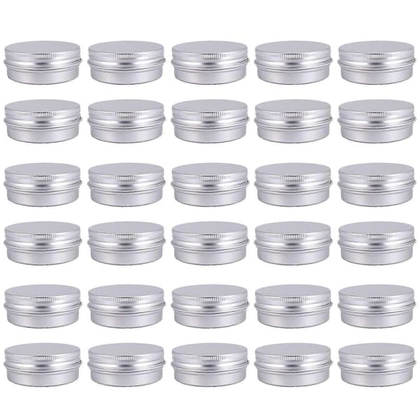 30-pak skruelåg læbepomade dåser beholdere låg (1oz) silver