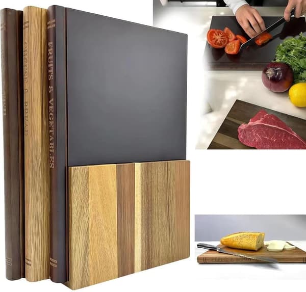 Book-shaped Cutting Board Set, Book Cutting Board Set, 3 Pcs Book-shaped Cutting Boards with Stand, Cutting Board Library