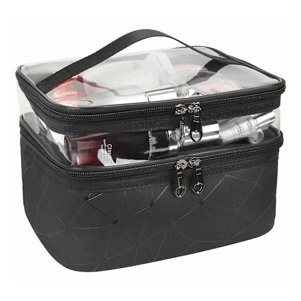Stor makeuptaske i æskeform Black