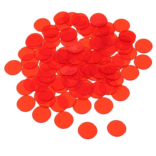 300 Pieces Professional Bingo Chips Counting Bingo Chips Plastic Multicolored Red 1.5x1.5cm